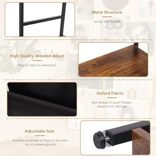 HYCFYJR Record Player Stand, 3-Tier Vinyl Record Storage, Turntable Stand with Now Playing Holder, Vinyl Display for Living Room, Rustic Brown HYCFYJR