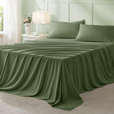 Anluoer Full Comforter Set 7 Pieces, Olive Green Bed in a Bag with Sheets, All Season Bedding Sets with 1 Comforter, 2 Pillow Sham, 2 Pillowcase, 1 Flat Sheet, 1 Fitted Sheet Anluoer