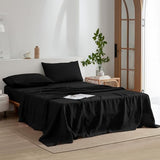 EVERLY Linen Sheets Set Queen Size,100% French Stonewash Pure Linen Sheets Set,4Pieces (1Flat Sheet,1Fitted Sheet,2Pillowcase) Suitable for Hot Sleepers,Deep Pocket Natural Bedding Set-Black EVERLY