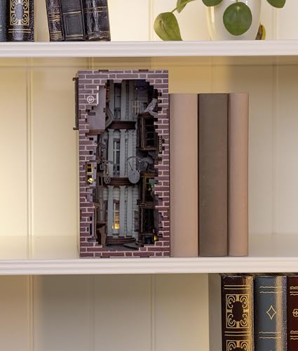 Revell Book Nook Kit Harry Potter - Diagon Alley Miniature DIY Kit 9" Booknook 3D Wooden Puzzle with LED Light Bookshelf Décor Gift for Adults Women Men