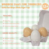 Wooden Eggs, 4PCS Easter Egg Cutting Toys Wooden Play Food Pretend Play Food Sets for Kids Early Development, Christmas Birthday Gifts WOODENFUN