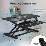 JOY worker Standing Desk Converter, 32" Wide Height Adjustable Sit Stand Up Desk Riser with Keyboard Tray, Desktop Workstation Riser for Home Office Computer Laptop, Particle Board, Black JOY worker