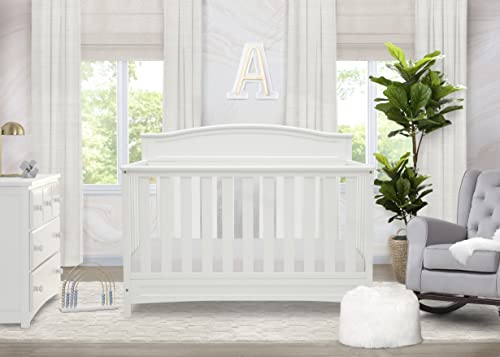 Delta Children Emery 4-in-1 Convertible Baby Crib - Greenguard Gold Certified, White - WoodArtSupply