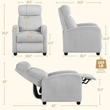 Yaheetech Recliner Chair Corduroy Recliner Sofa with Lumbar Support High-Density Foam & Pocket Springs, Push Back Armchair for Living Room Bedroom Home Theater Light Gray