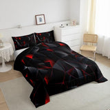 jejeloiu Red and Black Comforter Set Twin Size Kids Geometric Pattern Bedding Set for Boys Girls Teens Adults, Art Aesthetic Duvet Quilt Breathable Soft Room Decor 2Pcs jejeloiu