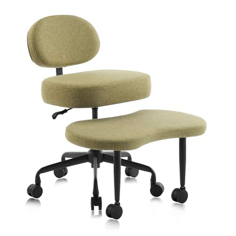 DR.LOMILOMI Ergonomic Cross-Legged Meditation Office Chair – Wide Criss Cross Kneeling Chair with Wheels, Adjustable Lumbar Support, Ideal for Yoga, Study & ADHD – Makani 601 (Standard, Olive) DR.LOMILOMI