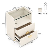 Tribesigns Modern Nightstands Set of 2, 2-Drawer Night Stand with Open Storage Space, Easy Assembly Wood Bed Side Table for Bedroom, Tempered Glasses Side End Table for Living Room Tribesigns