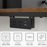 YATINEY Computer Desk with Hutch and Drawers, Home Office Desk with Power Outlets, Gaming Desk with Monitor Stand and Wheels, for Living Room, Home Office, Rustic Brown DN02UBR YATINEY