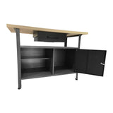 JZD Metal Storage Garage Workbench with Drawer, Wood Worktop, Steel Chest 47.2 x 23.6 x 32.3 Inches JZD