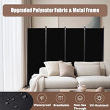 Room Dividers Folding Privacy Screens 4 Panel Partition Screen Steel Frame& Frabic Office Partition for Home Office Dorm Decor Black Grezone
