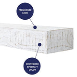 Country Living Hatteras Floating Wood Fireplace Mantel Shelf - Whitewash 60 inch Wooden Farmhouse Floating Pine Beam for Electric Fireplaces, Hearths, and Décor WoodArtSupply