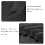 WURUIBO King/Cal King Quilt Set Black,Ultrasonic Embossed Bedspread, Lightweight Microfiber Coverlet, Modern Thin Bedding Set for All Season, 3 Piece(1 Quilt,2 Pillow Shams) WURUIBO