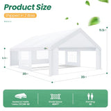 COBIZI 20x20 Party Tents Heavy Duty Tent, Tents for Parties with 6 Removable Sidewalls & 4 Built-in Sandbags, Wedding Tent for Party Outside UV50+ Waterproof, White COBIZI