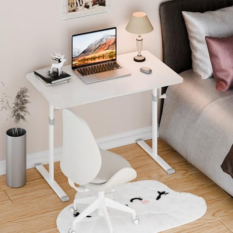 Kripyery Manual Crank Standing Desk, Adjustable Height Ergonomic Computer Desk with 40 x 24 Inch Wood Top, Lockable Wheels, for Home Office or Study, Easy Assembly, 150lbs Capacity White Kripyery
