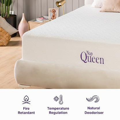 NapQueen 6 Inch Twin-XL Size Mattress, Cooling Gel Memory Foam Mattress, Bed in a Box,White