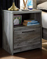 Signature Design by Ashley Baystorm Rustic Coastal 1 Drawer Nightstand with 1 Open Cubby & 2 Slim-Profile USB Charging Stations, Smoky Gray Signature Design by Ashley
