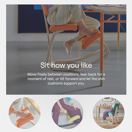 Varier Variable Plus Ergonomic Kneeling Chair with Backrest Natural/Blue| Active Sitting Posture Support Home Office Desk Chair | 10 Year Guarantee Varier