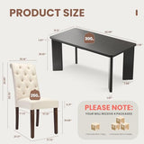 MALOL 7-Piece Rectangular Dining Table Set for 6, 63" Industrial Kitchen Table with 6 Tufted Parsons Dinner Chairs for Dining Room, Kitchen, Living Room, Black+Beige MALOL