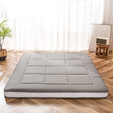 MAXYOYO Futon Mattress, Padded Japanese Floor Mattress Quilted Bed Mattress Topper, Extra Thick Folding Sleeping Pad Breathable Floor Lounger Guest Bed for Camping Couch, Dark Grey, Queen MAXYOYO