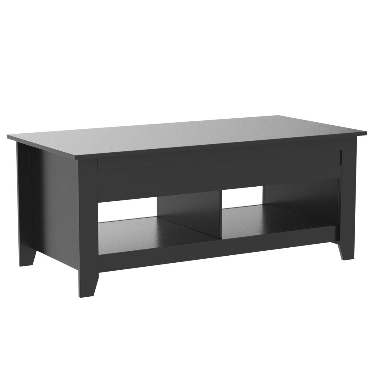 Yaheetech Black Coffee Table, Lift Top Coffee Table with Hidden Storage Compartment & Open Shelf, Lift Tabletop Pop-Up Coffee Table for Living Room Reception, 47.5inch L - WoodArtSupply