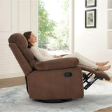 GAOHAPY Rocking Recliner Chair,Modern Swivel Glider Recliner Chair,Corduroy Fabric Upholstery Recliner,Manual Reclining Sofa Chair for Living Room,Office,Apartment (Brown)