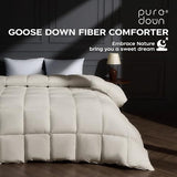 puredown® Goose Feather Down Fiber Comforter Twin Size, All Season 100% Cotton Duvet Insert Medium Warmth, Cloud Soft Hotel Luxury Collection Bedding Comforters Cream 90" x68 puredown