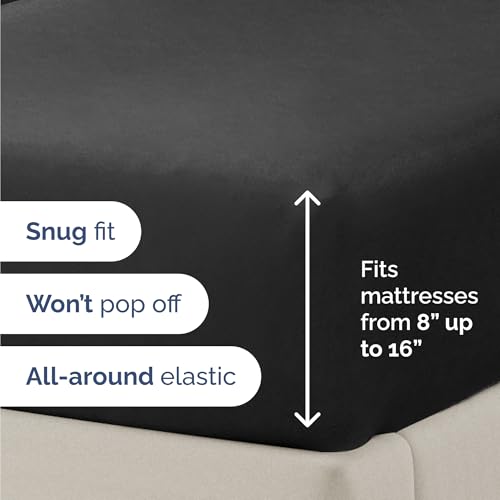 Twin Size 3 Piece Sheet Set - Comfy Breathable & Cooling Bed Sheets Set - Hotel Luxury Bedding for Women, Men, Kids, Teens, Boys & Girls - Deep Pockets, Ultra-Soft and Wrinkle Free - Oeko-Tex - Black CGK Unlimited