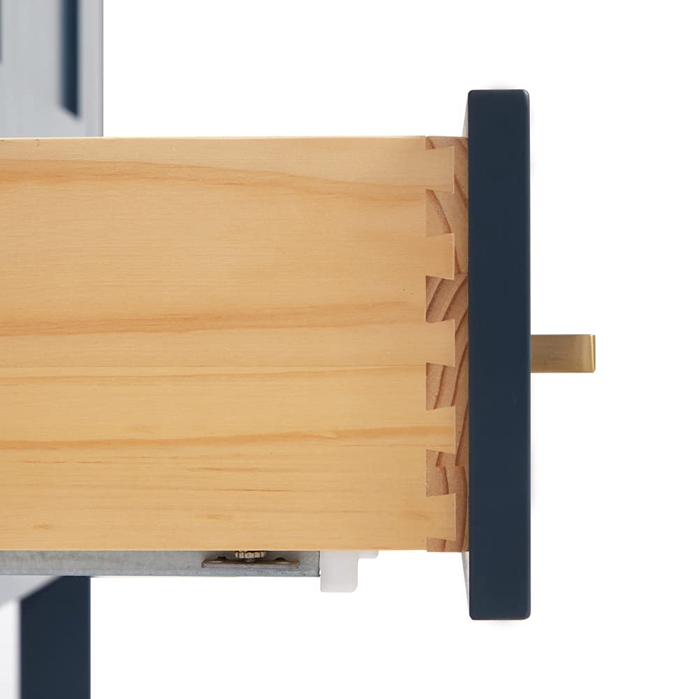 ARIEL Cambridge 55" Midnight Blue Bathroom Vanity with Sink, 1.5" Edge Pure White Quartz Countertop & Backsplash, Center Rectangular Sink, 2 Soft Closing Doors, 9 Full Extension Dovetail Drawers ARIEL