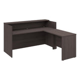 Bush Business Furniture Arrive 72W x 72D L Shaped Reception Desk with Shelf in Natural Elm, Modern Receptionist Station for Office Waiting Room Bush Furniture