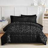 Nesker 7 Pcs Comforter Set King Size, Leopard Print Wild Animal Bedding Set for Kids and Adults, Black Grey African Cheetah Wildlife Bed Sheet Sets with Fitted Sheet 2 Pillowcases & 2 Shams Nesker