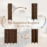 ALeesing 4 Panel Room Divider, 5.6Ft Wood Room Dividers and Folding Privacy Screens, Room Divider Wall Freestanding Room Partitions, Room Dividers Screen for Home Office Bedroom, Dark Brown ALeesing