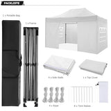 COBIZI 10x15 Pop Up Canopy with 4 Sidewall,Heavy Duty Canopy UPF 50+ All Season Wind Waterproof Commercial Outdoor Wedding Party Tents for Parties Gazebo with Carry Bag(10 x 15 ft White) COBIZI