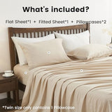 Simple&Opulence Belgian Linen Sheet Set Solid Color - 4 Pieces (1 Flat Sheet, 1 Fitted Sheet & 2 Pillowcases) Natural Flax Cotton Blend Soft Breathable Farmhouse Bedding - Full Size, Linen/Beige Simple&Opulence