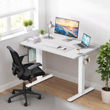 40 x 24 in Electric Standing Desk - Memory Height Adjustable Ergonomic Sit-to-Stand Rising Computer Table Gaming Workstations with 2 Hooks and Wire Hole for Home Office, White SageNest