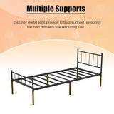 LUBEDCY Queen Metal Platform Bed Frame, Victorian Vintage Style, Wrought Iron Headboard, Steel Slats, No Box Spring Needed (Black, Twin) LUBEDCY