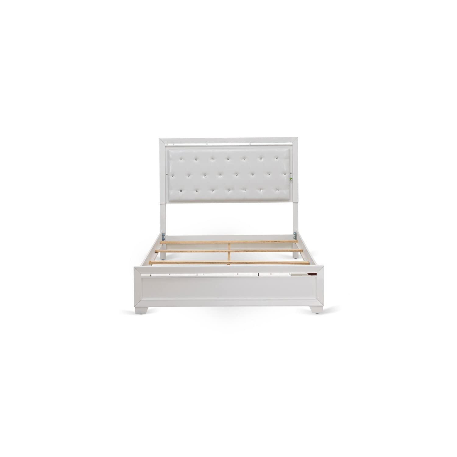 Pandora White Queen Bed Frame with Adjustable LED Headboard by East West Furniture - WoodArtSupply