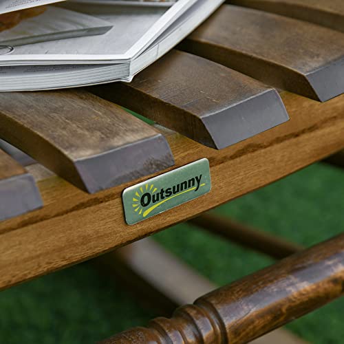 Outsunny Traditional Wooden High-Back Rocking Chair for Porch, Indoor/Outdoor, Brown Outsunny