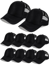 10 Pcs Sublimation Blank Trucker Hats Bulk Mesh Baseball Cap Polyester Mesh Trucker Hat for Men and Women (Black) Tarpop