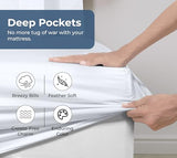 Royale Linens 100% Organic Cotton Fitted Sheet - Percale Weave - Super Soft Deep Pocket Bottom Sheets - White Elastic Sheet Twin Size - Twin Fitted Sheets Only - (39"x75"+15", White) ROYALE LINENS