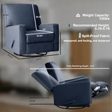 Harkawon Swivel Rocker Recliner Chair, Glider Rocker Recliner, Rocking Chairs Nursery, Fabric Chair with High Back, Deep Seat, for Living Room, Bedroom, Blue