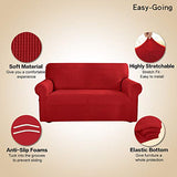 Easy-Going Stretch Sofa Slipcover 1-Piece Sofa Cover Furniture Protector Couch Soft with Elastic Bottom for Kids, Polyester Spandex Jacquard Fabric Small Checks (Sofa, Christmas Red) Easy-Going