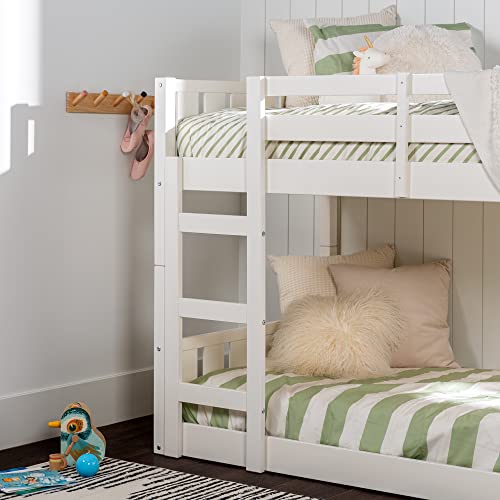 Dante Solid Wood Stackable Twin Bunk Bed in White by Walker Edison - WoodArtSupply