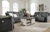 Signature Design by Ashley Barnsana Minimalist Power Reclining Loveseat with Console and USB Charging Ports, Gray Signature Design by Ashley