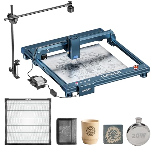 Longer B1 24000mW Laser Engraver,Equipped with auto air Assist, Camera kit,and 500mm Honeycomb Panel.High Speed 36000mm/min,Precise Cutting on Wood, Acrylic, and Stainless Steel. Longer