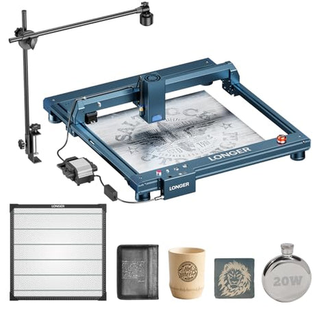 Longer B1 24000mW Laser Engraver,Equipped with auto air Assist, Camera kit,and 500mm Honeycomb Panel.High Speed 36000mm/min,Precise Cutting on Wood, Acrylic, and Stainless Steel. Longer