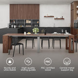 Mobili Fiver, Easy, Extendable Console Table with Extension Leaves Holder, 17.7(120.1) x35.4 in, Walnut, for 4-12 People, Space Saving Dining Table for Entrance, Living Room, Italian Furniture Mobili Fiver