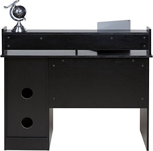 OneSpace Essential Black Computer Desk with Hutch & Pull-Out Keyboard Tray OneSpace