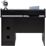OneSpace Essential Black Computer Desk with Hutch & Pull-Out Keyboard Tray OneSpace