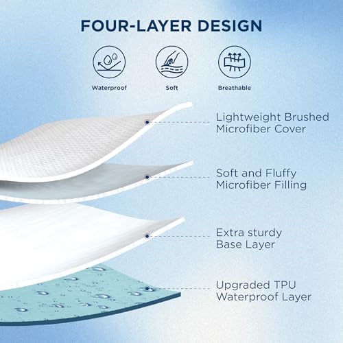 Bedsure Queen Mattress Protector, Quilted Waterproof Mattress Protector with Deep Pocket up to 22 Inches, Soft Breathable Noiseless Bed Pad Topper, Queen Bed Cover for Home, Bedroom, Hotel – White Bedsure