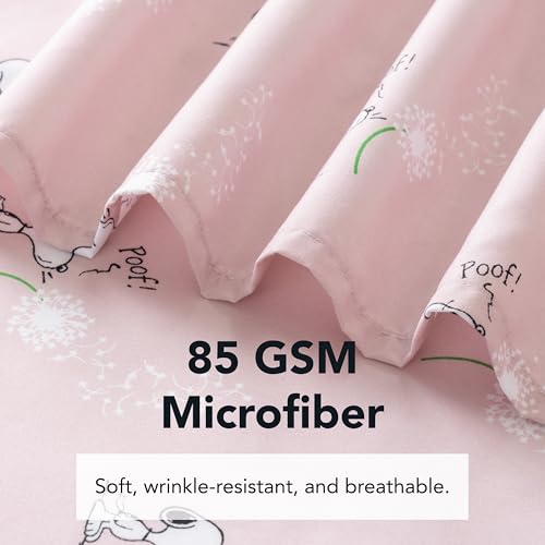 Berkshire Blanket Peanuts® Kids Sheet Set King Size - 4 Pieces,Cute Character Snoopy Printed Soft Microfiber Bed Sheets,Peanuts Make A Wish Spring Pink Berkshire Blanket